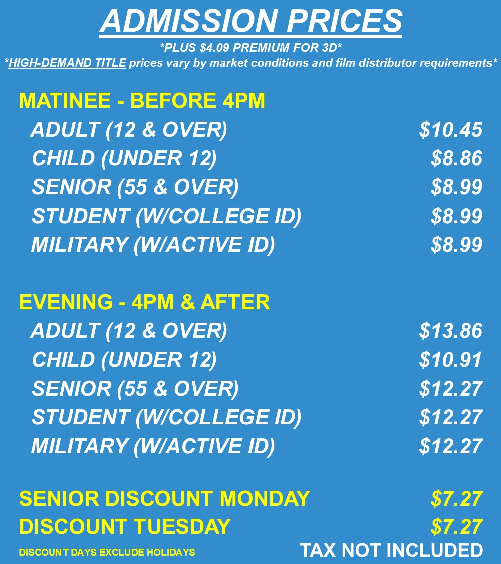 BW14 Admission Prices - MAY 2025