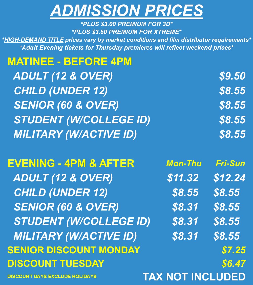 KF12 Admission Prices - MAY 2025